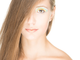 Fototapeta premium Portrait of beautiful sexy girl isolated on white.