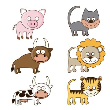 wildlife and farm animals icons