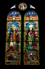 Fototapete Befleckt Buntglasfenster Kathedrale Notre-Dame in Tulle