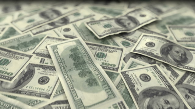 Endless Dollars in looped animation. DOF. HD 1080.