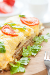 Traditional lasagna with vegetables and cheese