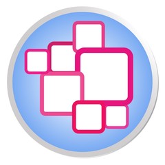 Illustration of Pink Squares in Blue Shiny Circle Label