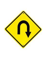 U turn road Traffic Sign on isolated