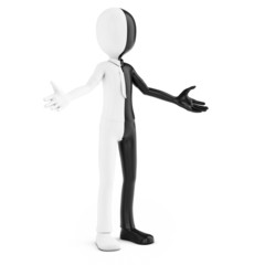 3d man half good and half bad