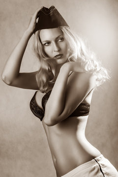 Fashion portrait of pin-up girl