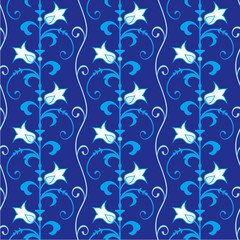 Blue floral seamless pattern