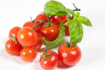 grappolo di pomodorini e basilico