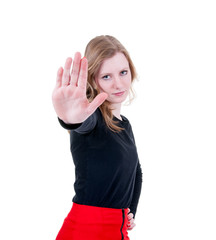 Teenager zeigt stopp