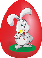 Easter bunny on a red background
