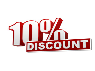 10 percentages discount red white banner - letters and block