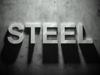 Steel text with shadow, word