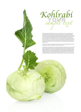 Kohlrabi vegetable, isolated for text