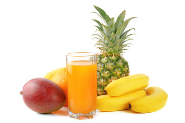fresh tropical fruits and juice