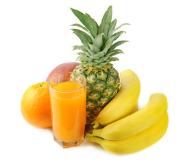 fresh tropical fruits and juice