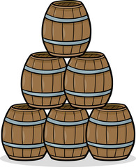 heap of barrels cartoon illustration