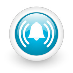 alarm blue circle glossy web icon on white background