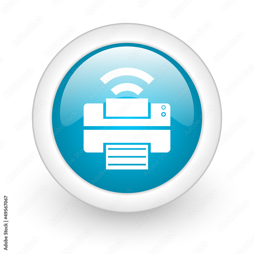 Poster print blue circle glossy web icon on white background