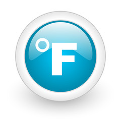 fahrenheit blue circle glossy web icon on white background