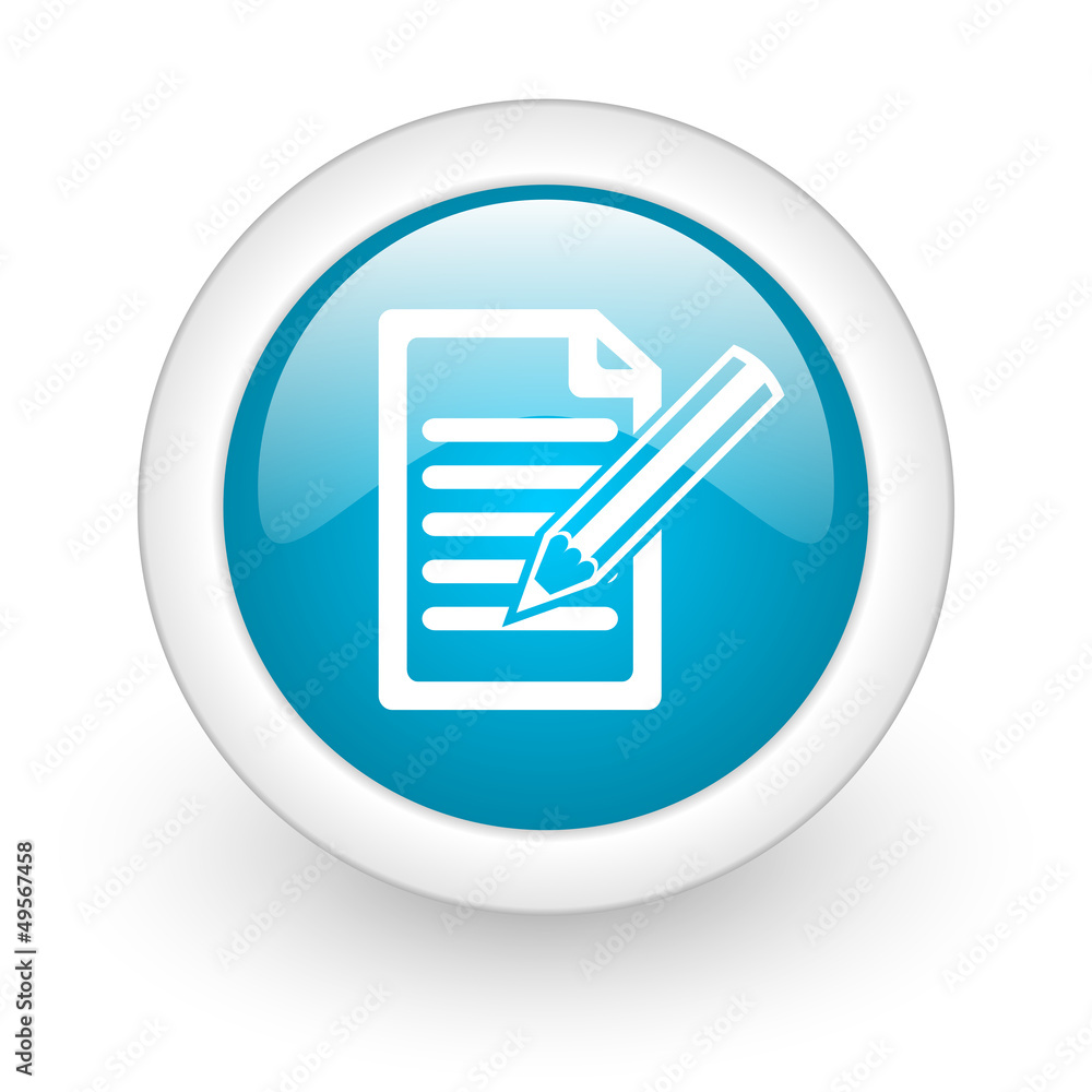 Poster subscribe blue circle glossy web icon on white background