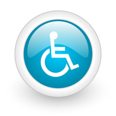 accessibility blue circle glossy web icon on white background