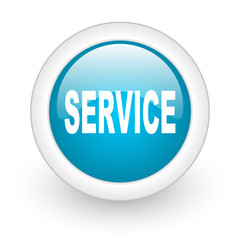 service blue circle glossy web icon on white background