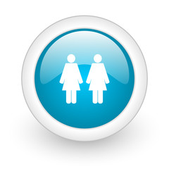 couple blue circle glossy web icon on white background