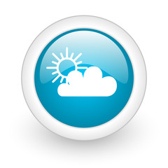 weather forecast blue circle glossy web icon on white background