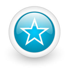 star blue circle glossy web icon on white background
