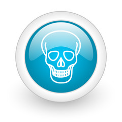 skull blue circle glossy web icon on white background