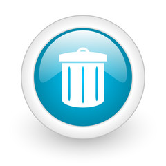 recycle blue circle glossy web icon on white background