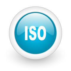 iso blue circle glossy web icon on white background