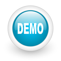 demo blue circle glossy web icon on white background