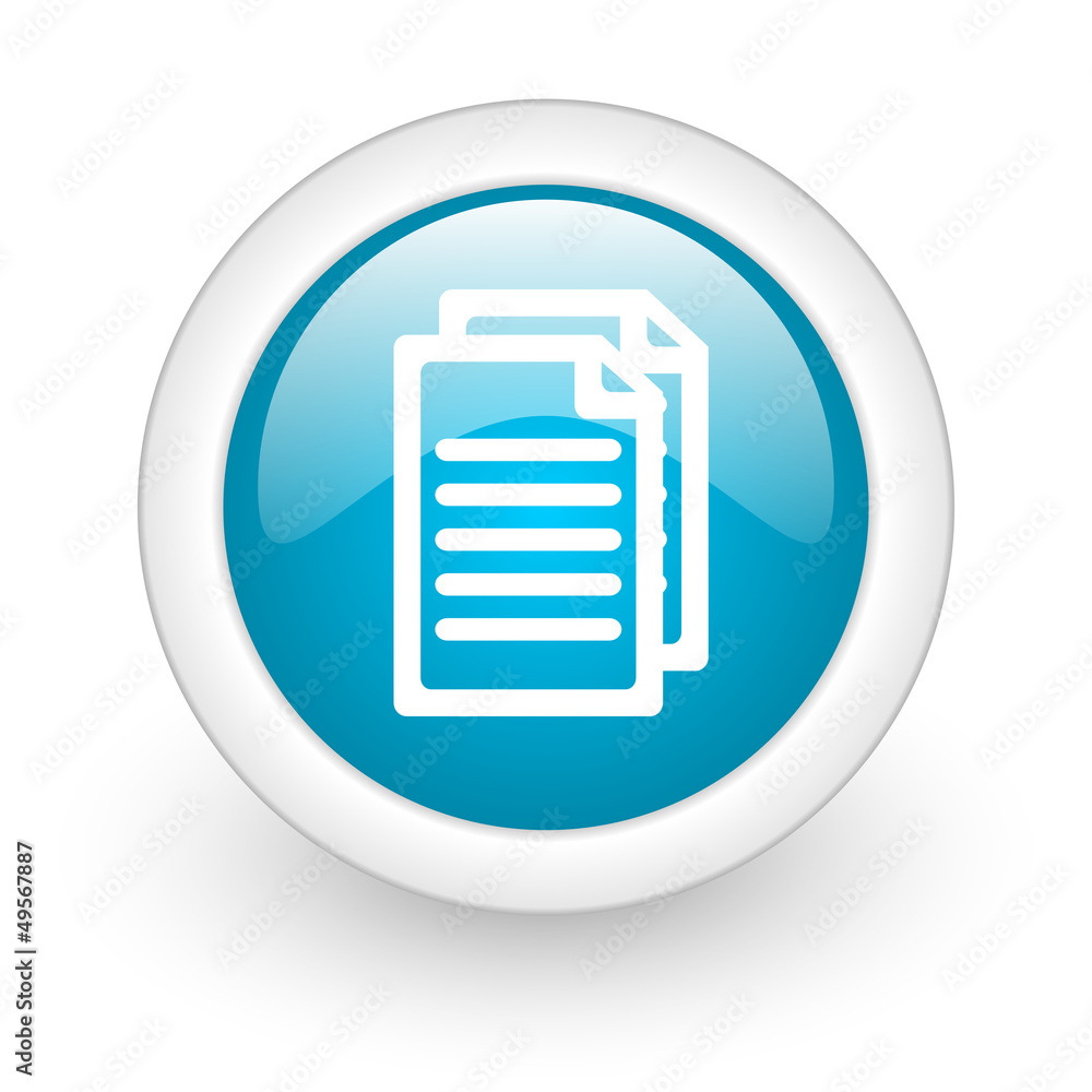 Aufkleber document blue circle glossy web icon on white background