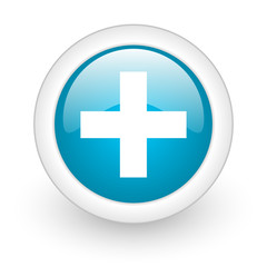 Obraz premium emergency blue circle glossy web icon on white background