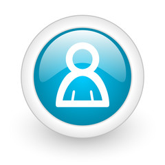 account blue circle glossy web icon on white background