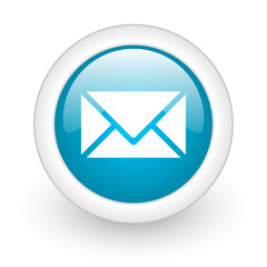 Fototapeta na wymiar mail blue circle glossy web icon on white background