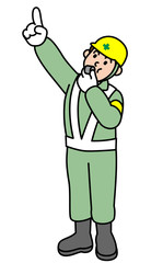 誘導する作業員