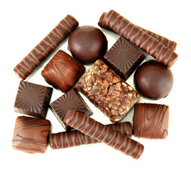 Chocolate sweets isolated on white