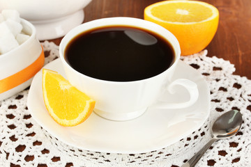 Beautiful white dinner service with oranges