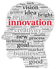 Innovation and technology concept  in tag cloud