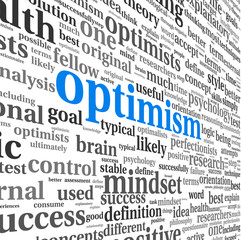 Optimism concept in word tag cloud isolated