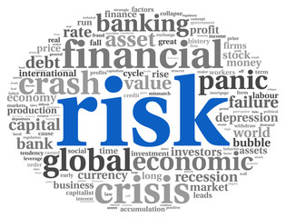 Risk in economy and finance concept on white