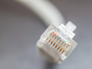 Plug in network. Super macro shot with shallow depth of field.