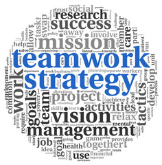 Obraz premium Teamword strategy concept in word tag cloud