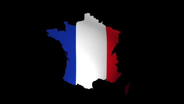 Fluttering France map flag animation