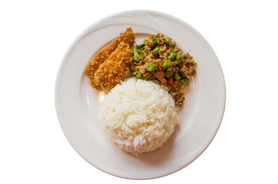Rice and curry with fried chicken
