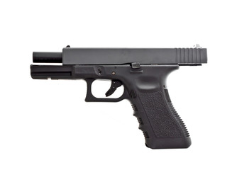 side view of a modern automatic handgun