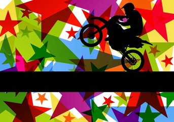 All terrain sport motorbike rider illustration colorful star lin