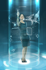 Business Lady working on Virtual Screen