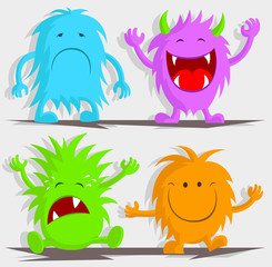 Four Monsters - Sad, Laughing, Crying & Smiling
